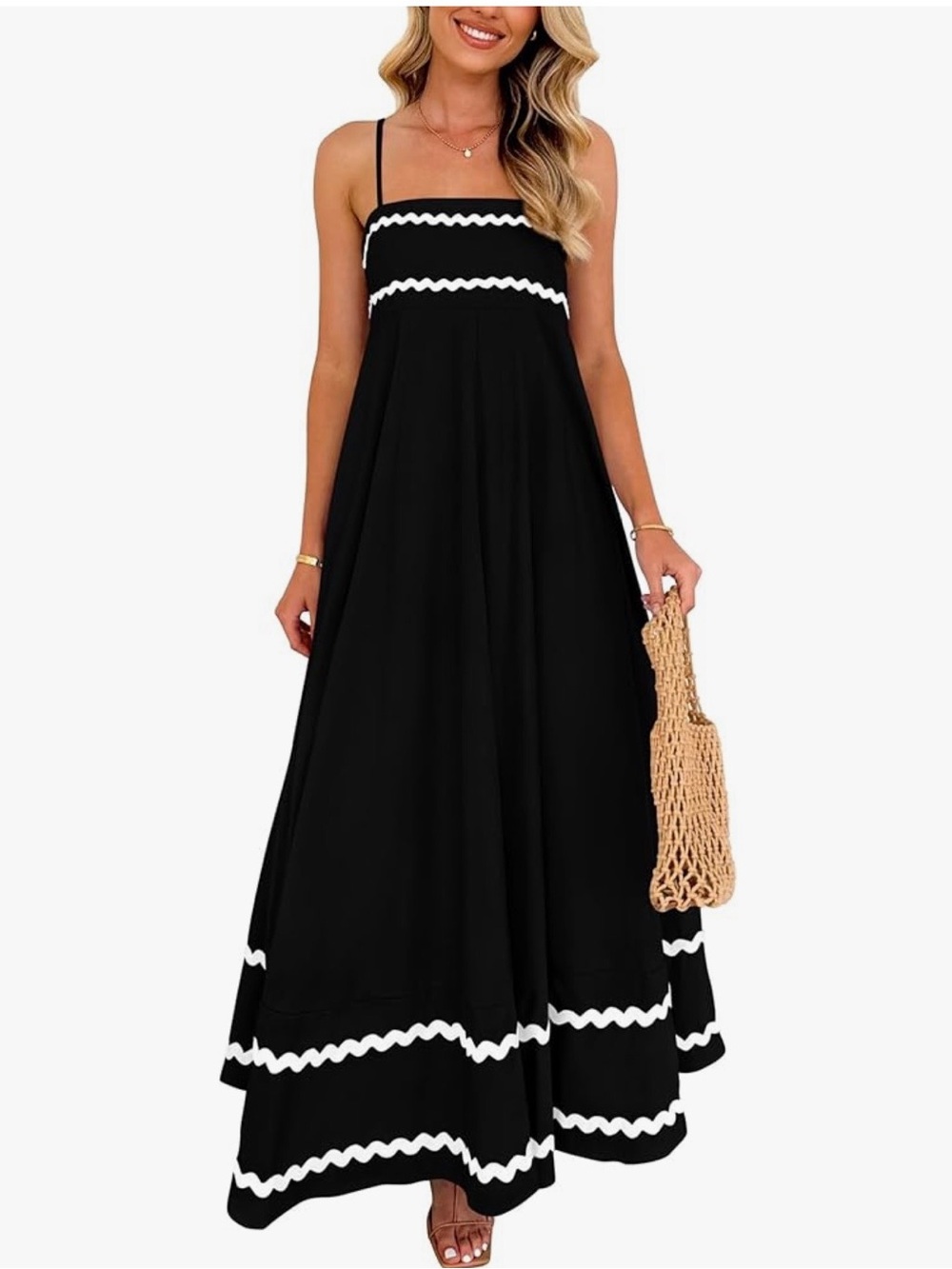 Black Maxi Sundress with White Trim